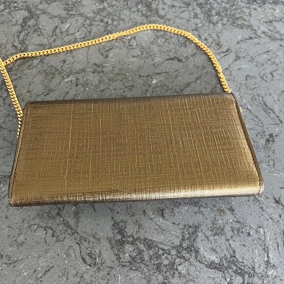 ALEXANDER MCQUEEN GOLD CALF LEATHER SKULL WOC - Picture 2 of 6